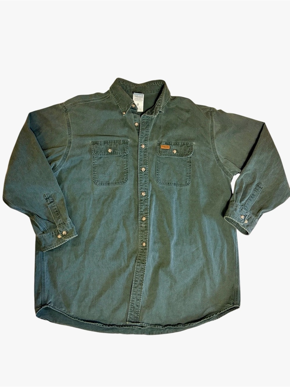 Carhartt S09 MOS Vintage 2001 Oakman Twill Canvas Work Shirt Moss Green XL Y2K
